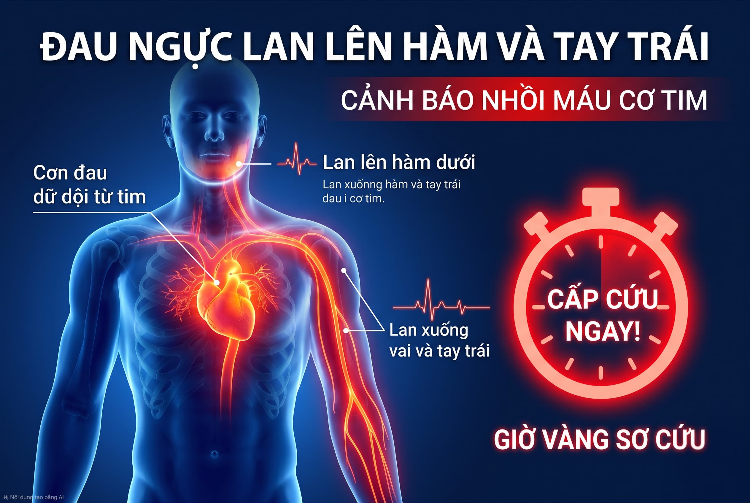 Cơn đau thắt ngực — dấu hiệu nhồi máu cơ tim điển hình cần cấp cứu trong giờ vàng